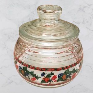 KIG Indonesia Vintage Clear Glass Candy Jar with Fall Design